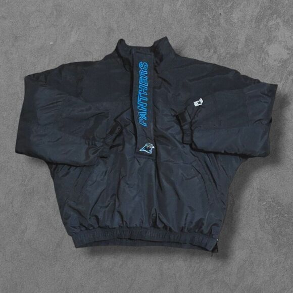 Vintage Starter NFL Carolina Panthers Men’s Pullover Puffer Jacket Black XL - Picture 2 of 7